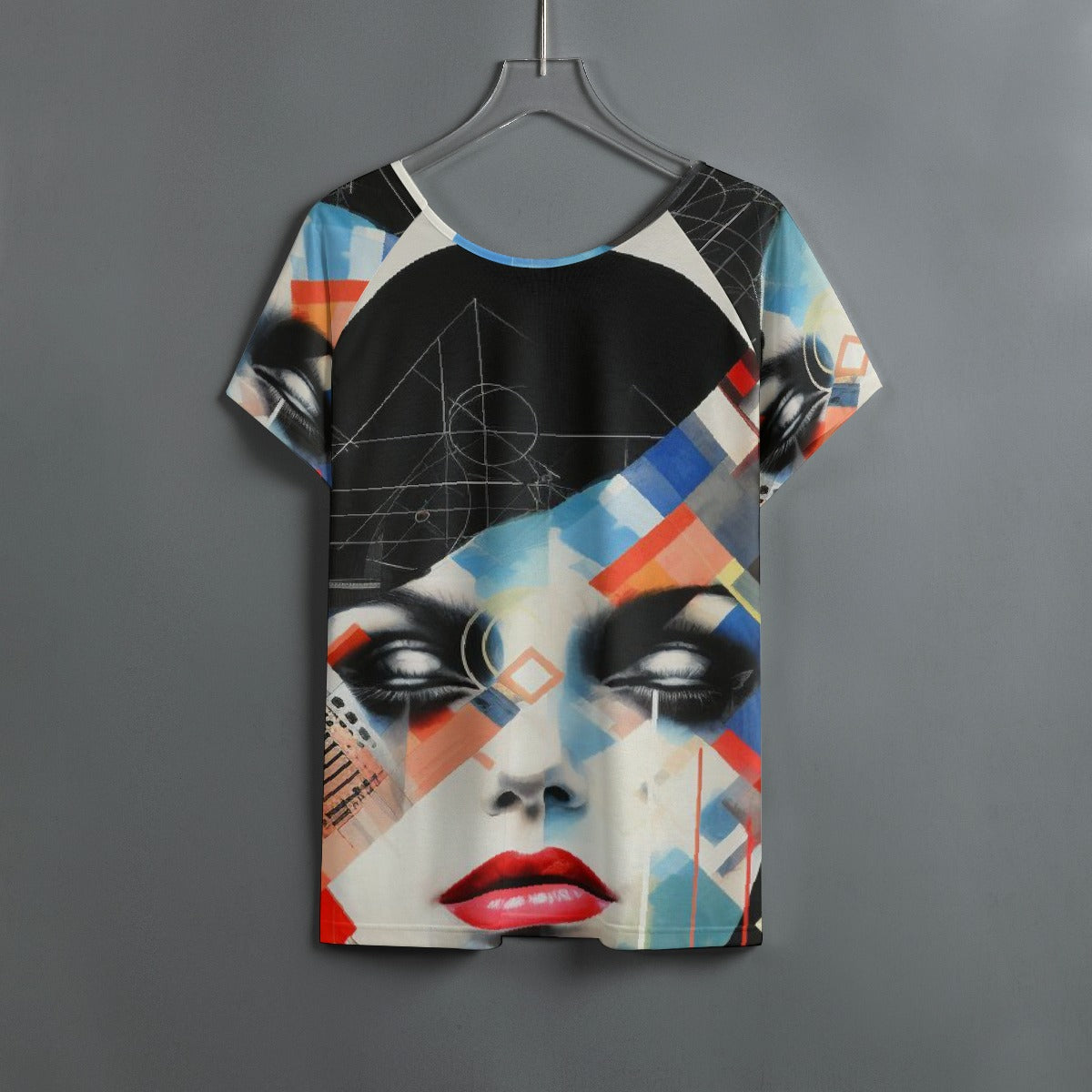 All-Over Print Women's Round Neck T-shirt With Raglan Sleeve