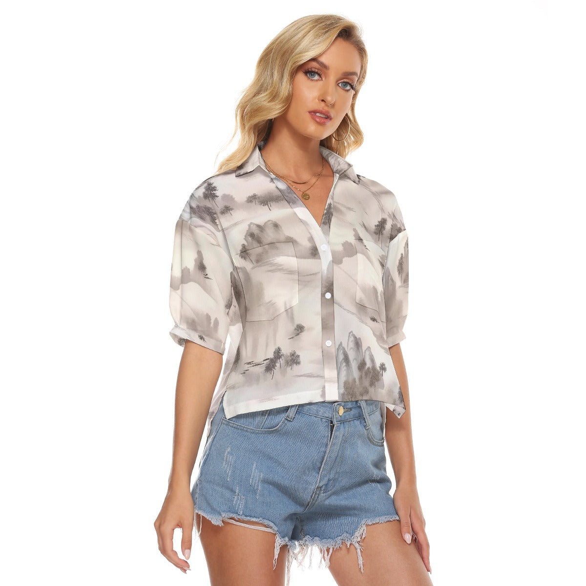 All-Over Print Women's V-neck Shirts