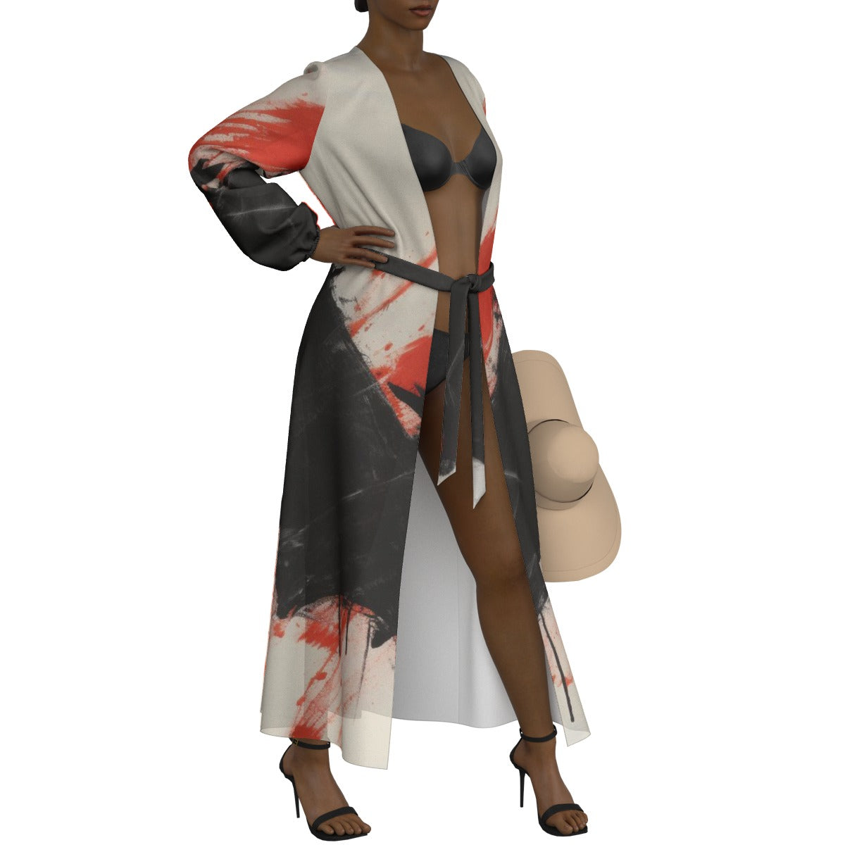 All-Over Print Women's Lace-up Chiffon Robe