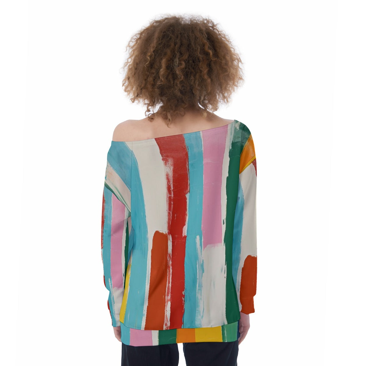 All-Over Print Oversized Women's Off-Shoulder Sweatshirt