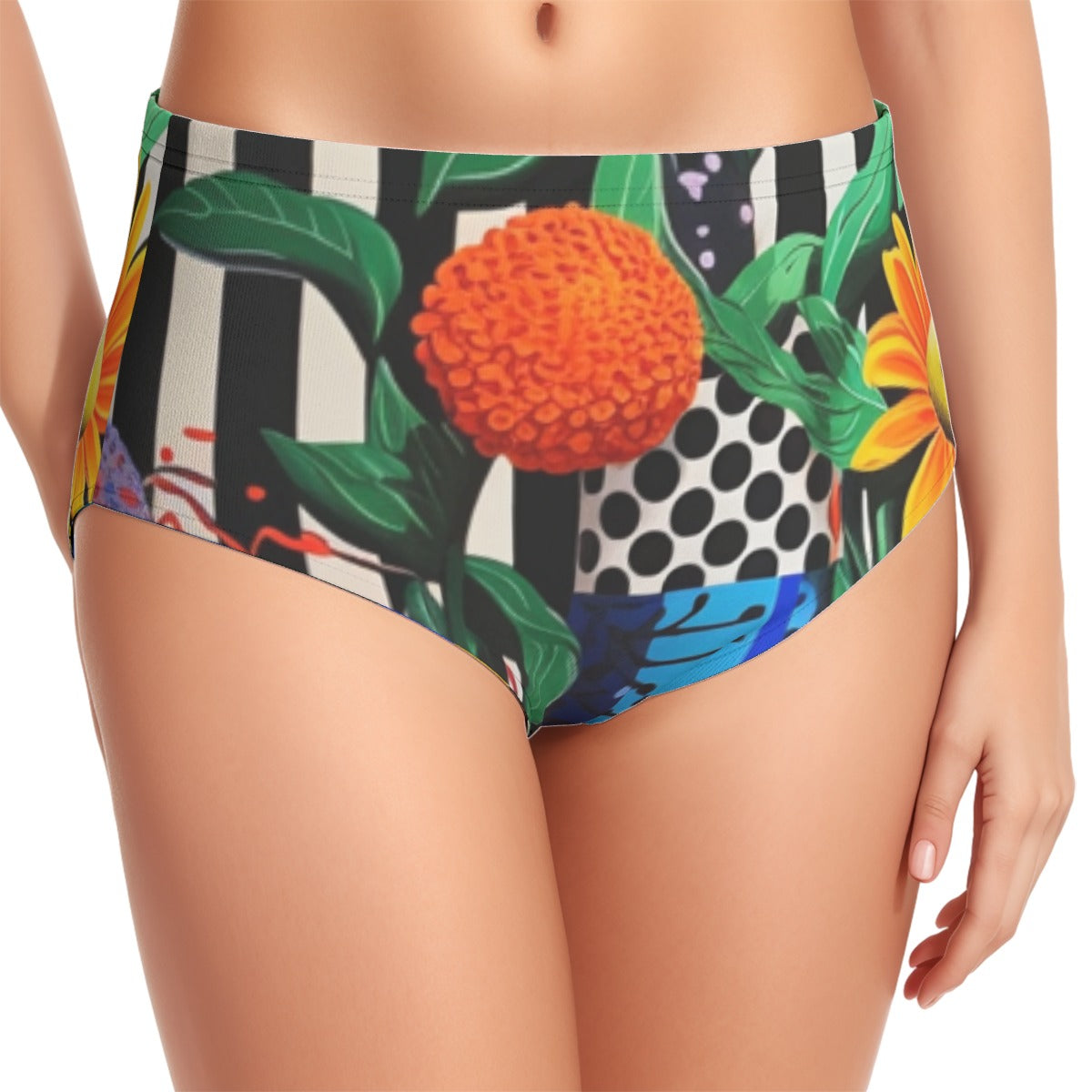 All-Over Print Women's Swimsuit Set With Halter