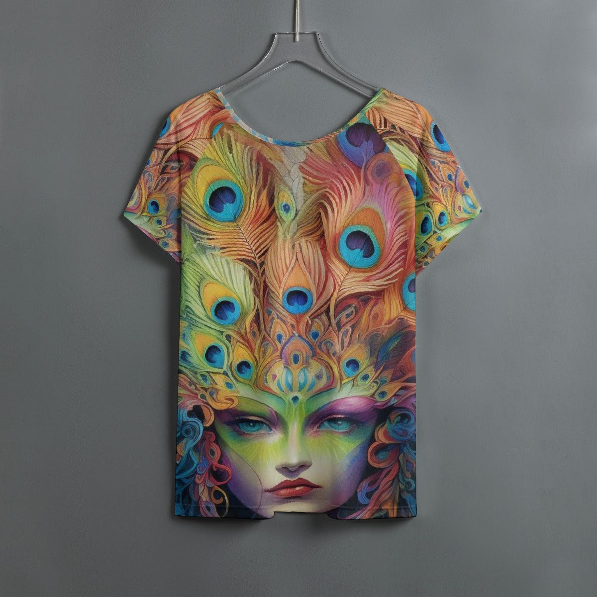 All-Over Print Women's Round Neck T-shirt With Raglan Sleeve