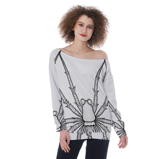 All-Over Print Oversized Women's Off-Shoulder Sweatshirt