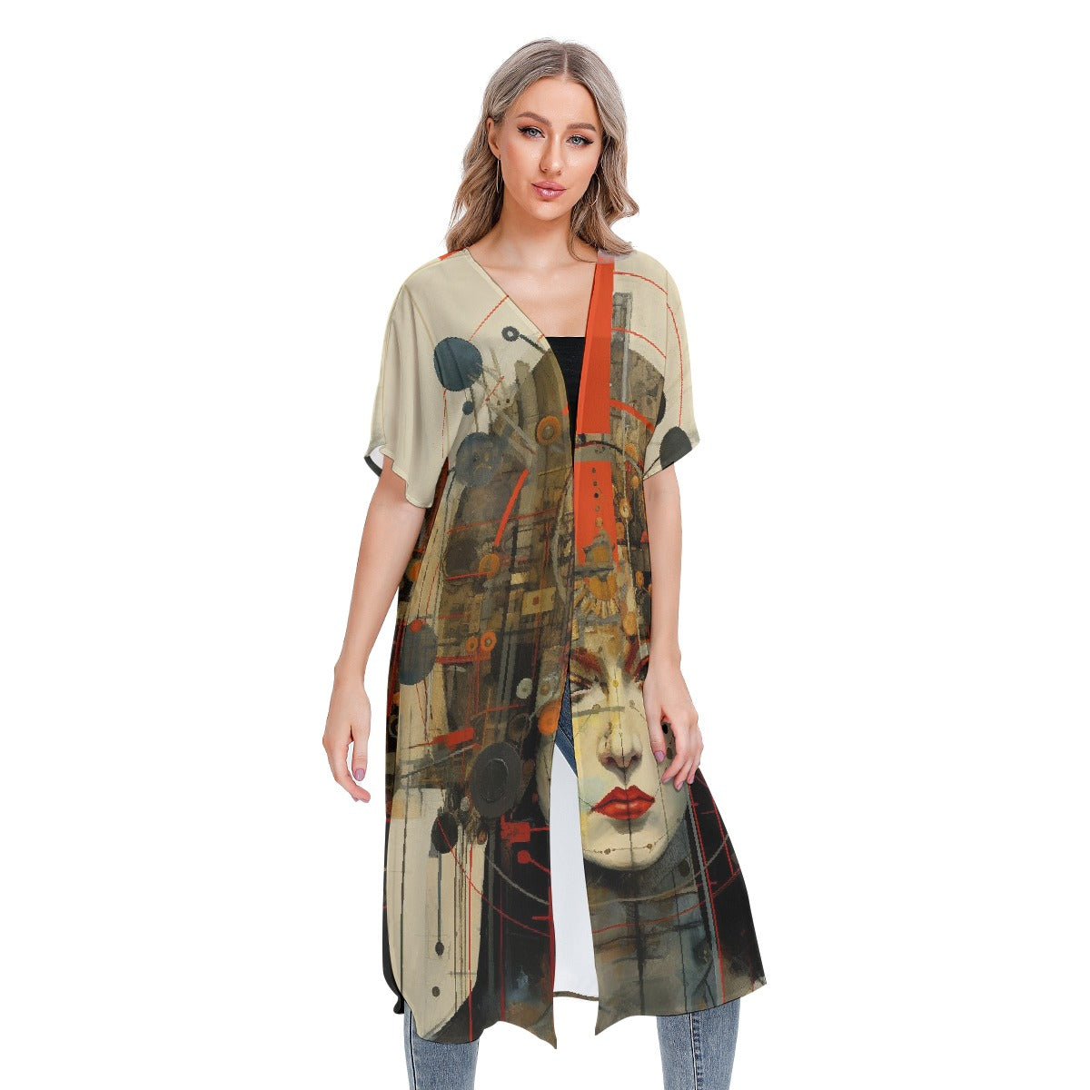 All-Over Print Women's Short Sleeve Cardigan