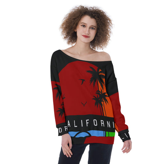All-Over Print Oversized Women's Off-Shoulder Sweatshirt