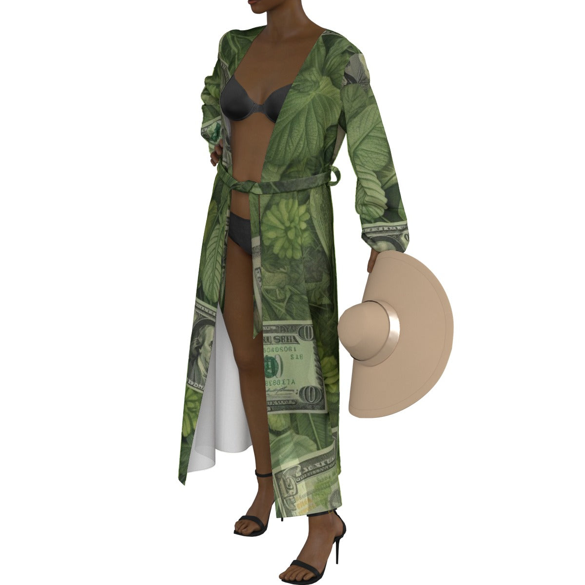 All-Over Print Women's Lace-up Chiffon Robe