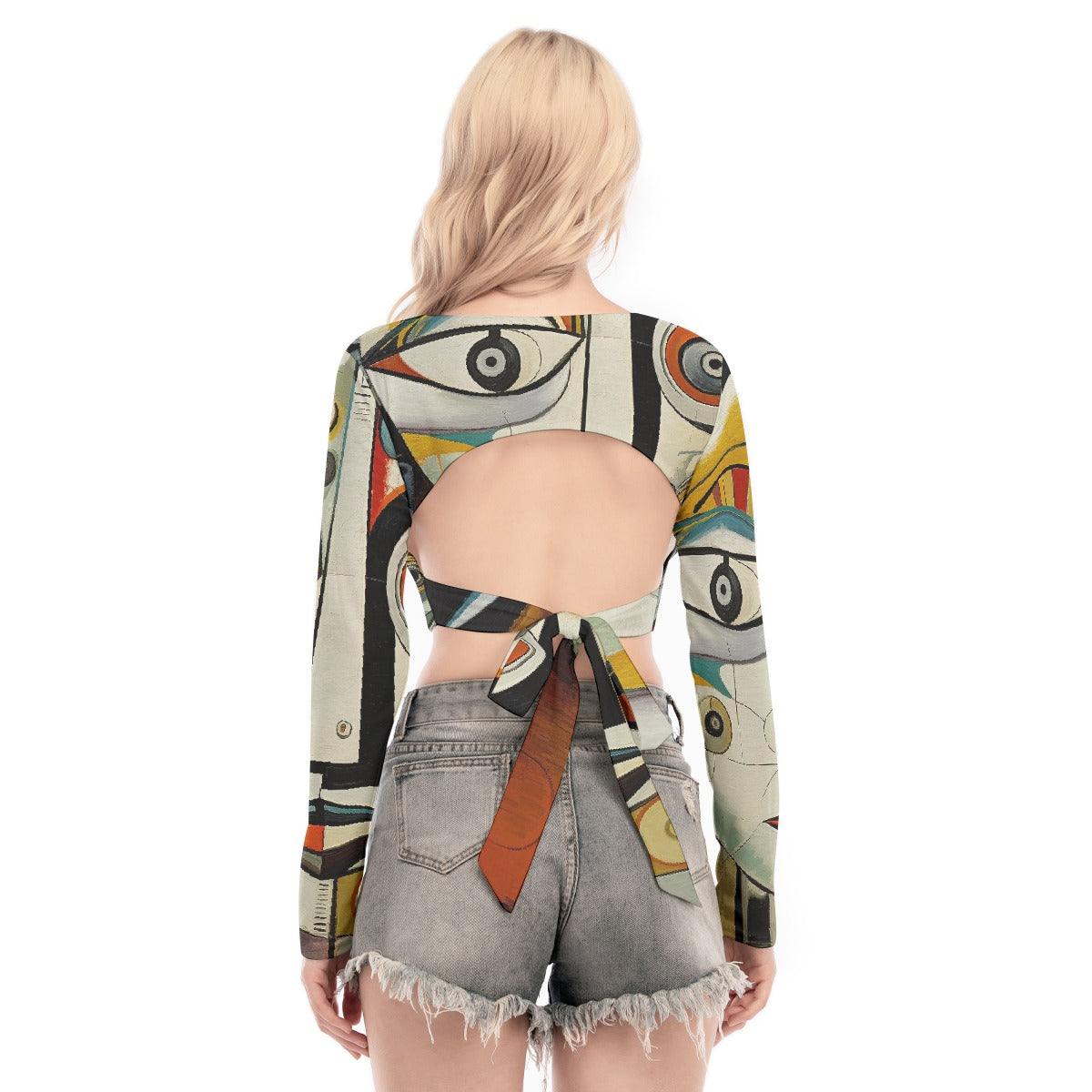 All-Over Print Women's Back Hollow T-shirt With Strap