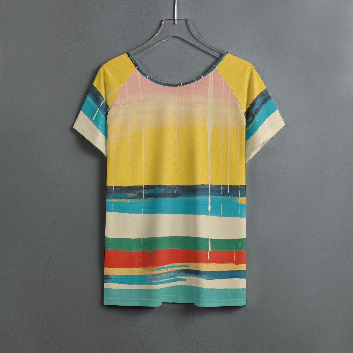 All-Over Print Women's Round Neck T-shirt With Raglan Sleeve