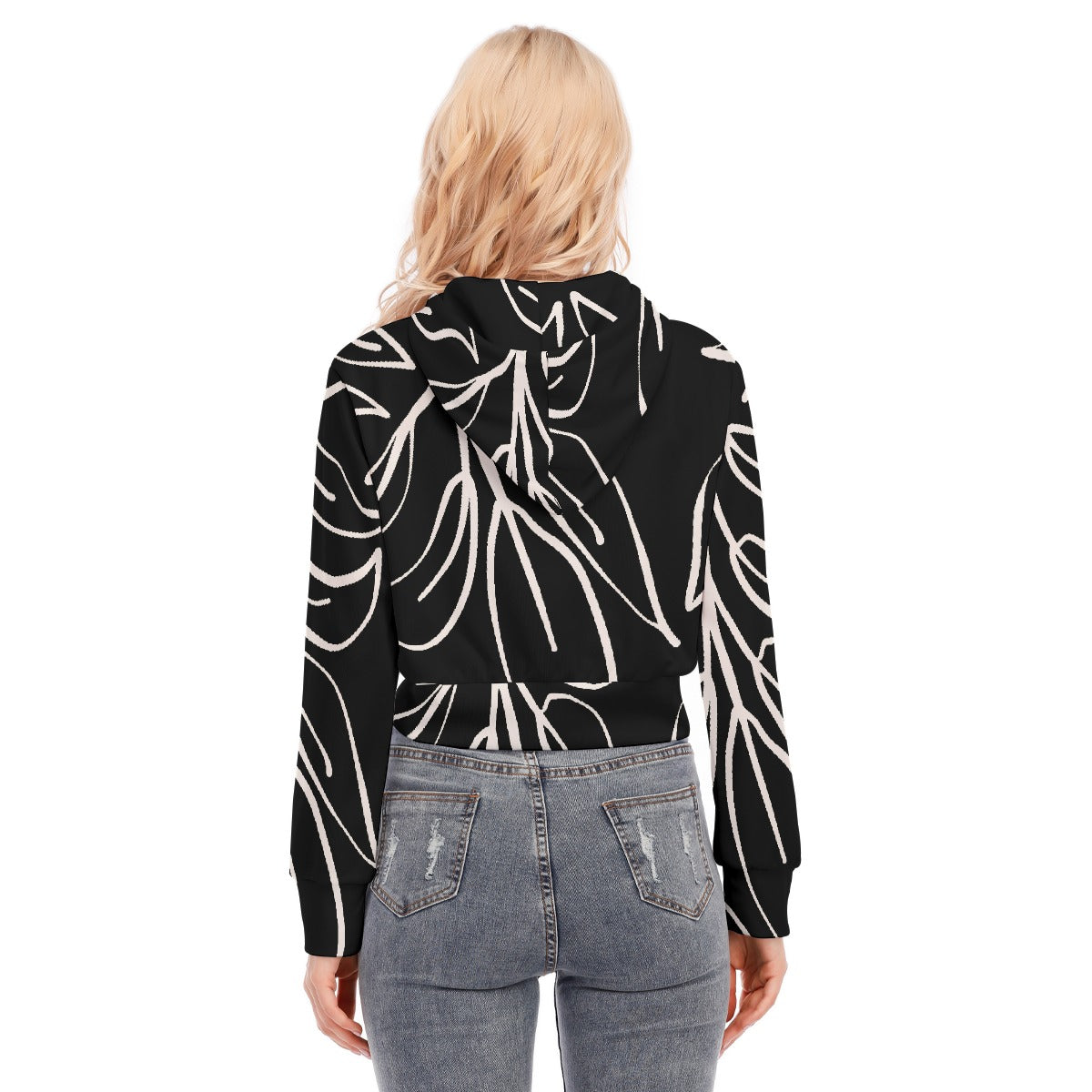 All-Over Print Women's Crop Top Hoodie With Zipper Closure