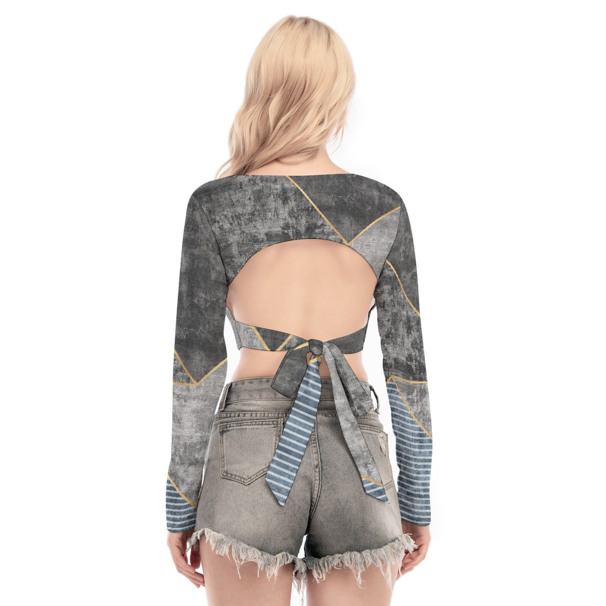 All-Over Print Women's Back Hollow T-shirt With Strap