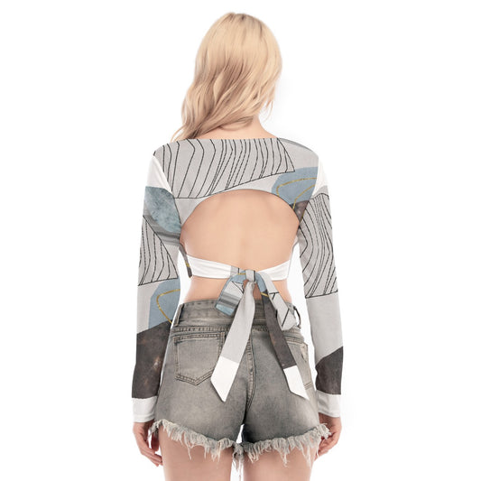 All-Over Print Women's Back Hollow T-shirt With Strap