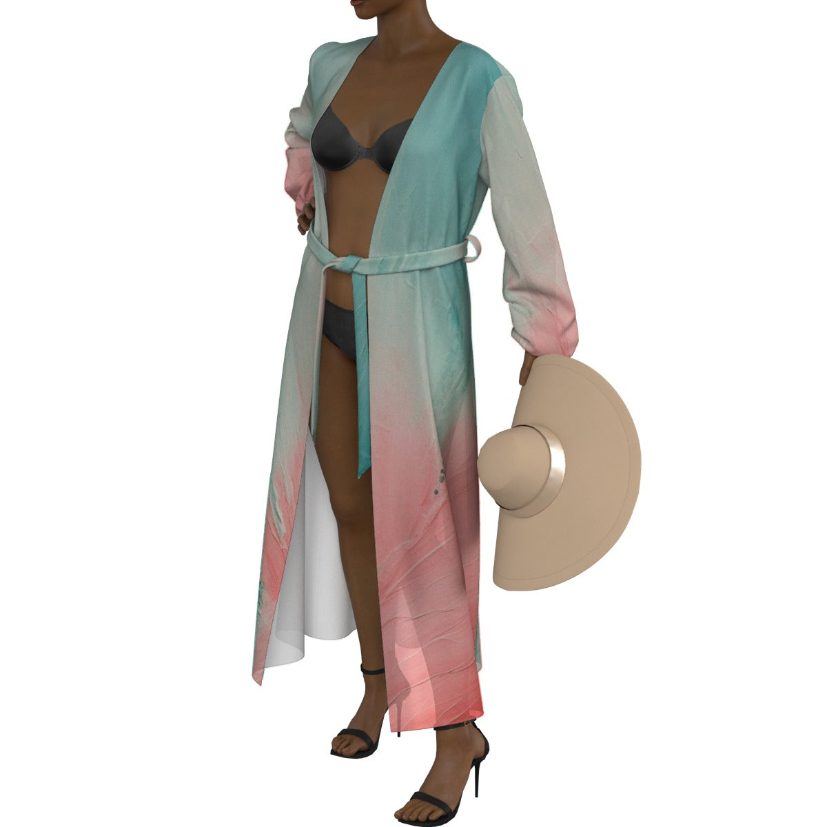 All-Over Print Women's Lace-up Chiffon Robe