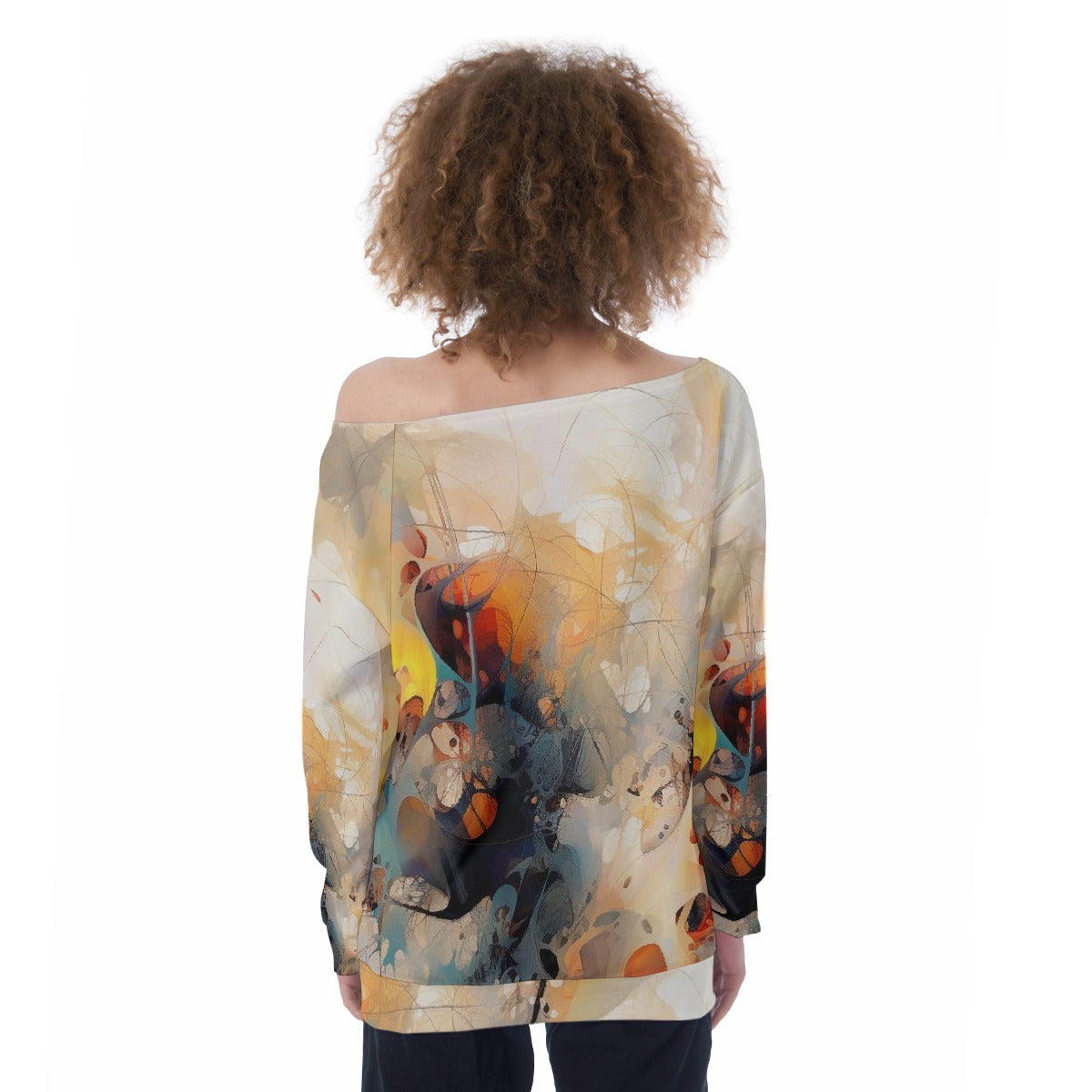 All-Over Print Oversized Women's Off-Shoulder Sweatshirt
