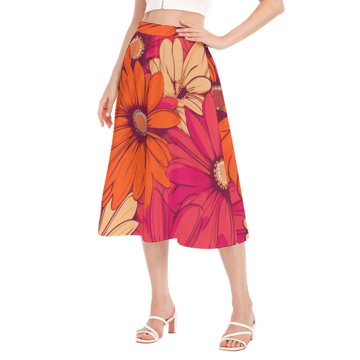 All-Over Print Women's Long Section Chiffon Skirt