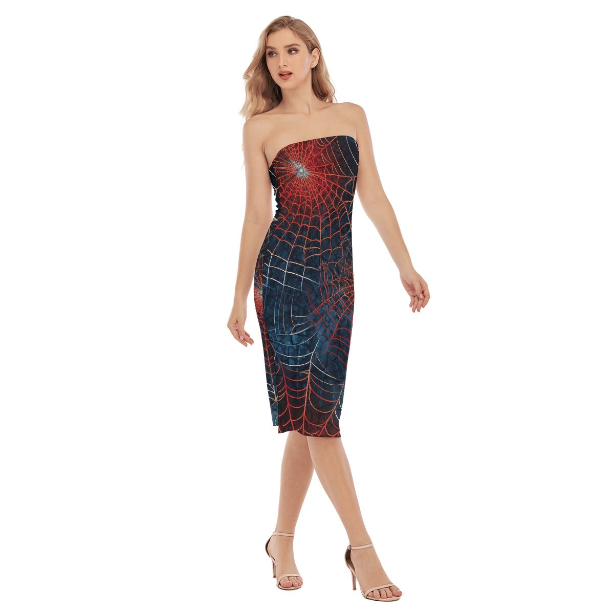 All-Over Print Women's Side Split Tube Top Dress