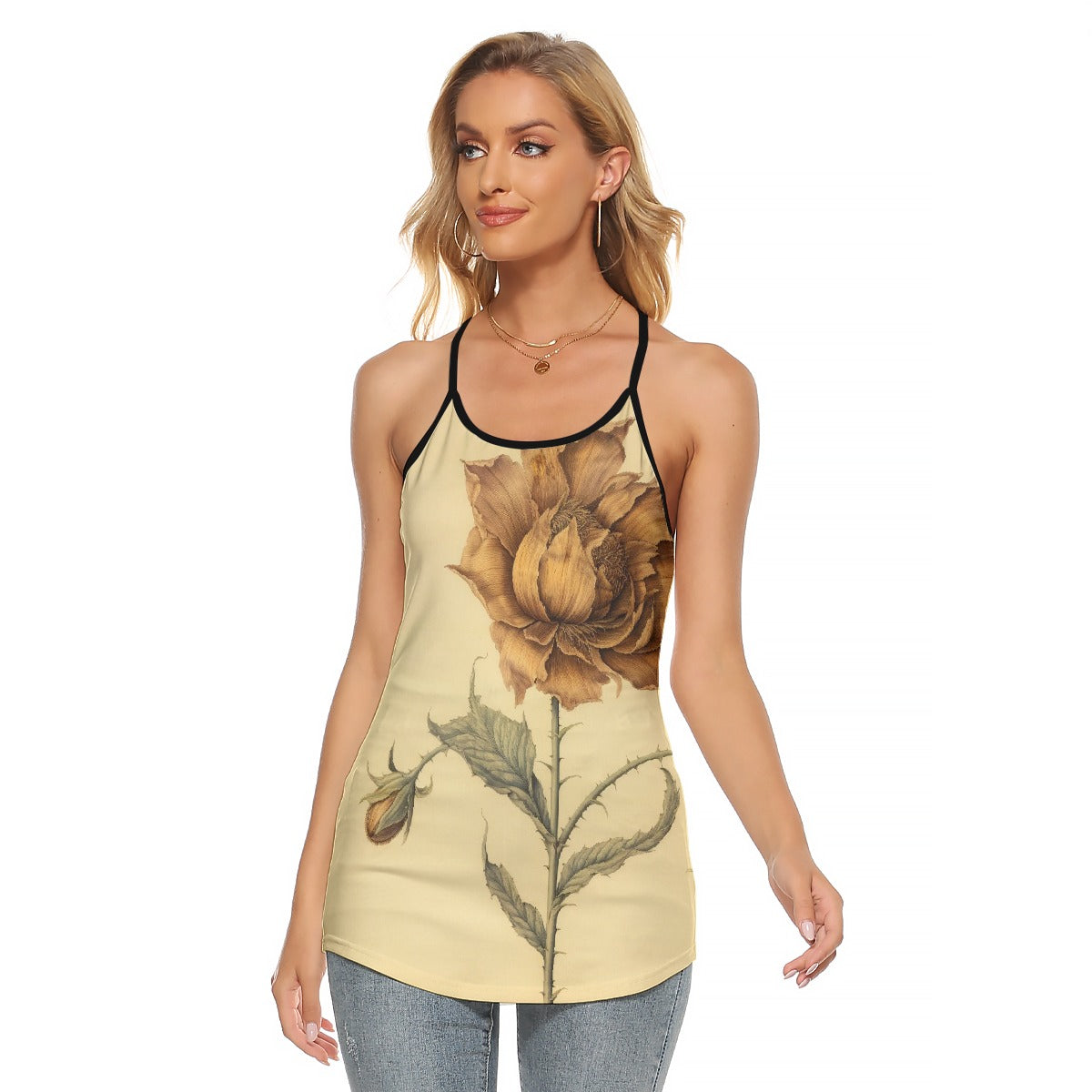 All-Over Print Women's Criss-Cross Open Back Tank Top