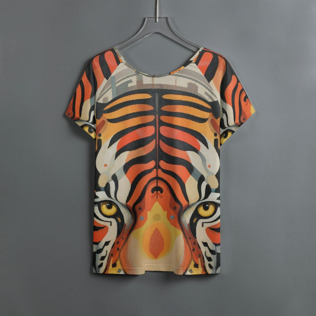 All-Over Print Women's Round Neck T-shirt With Raglan Sleeve