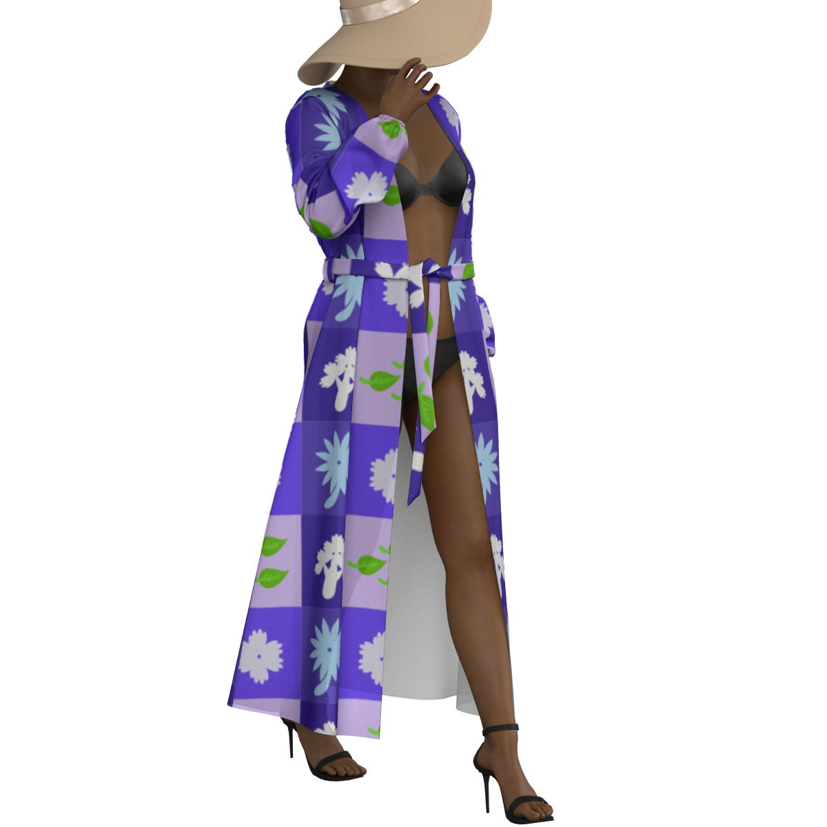 All-Over Print Women's Lace-up Chiffon Robe