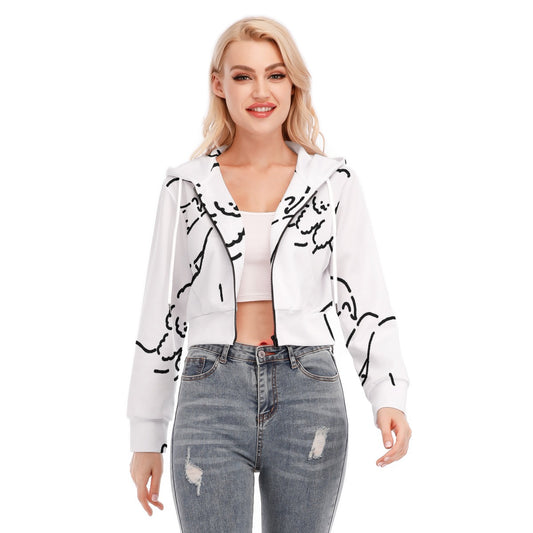 All-Over Print Women's Crop Top Hoodie With Zipper Closure