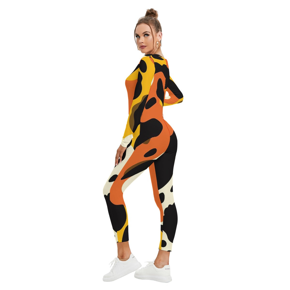All-Over Print Women's Plunging Neck Jumpsuit