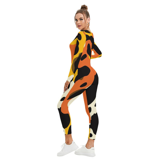 All-Over Print Women's Plunging Neck Jumpsuit