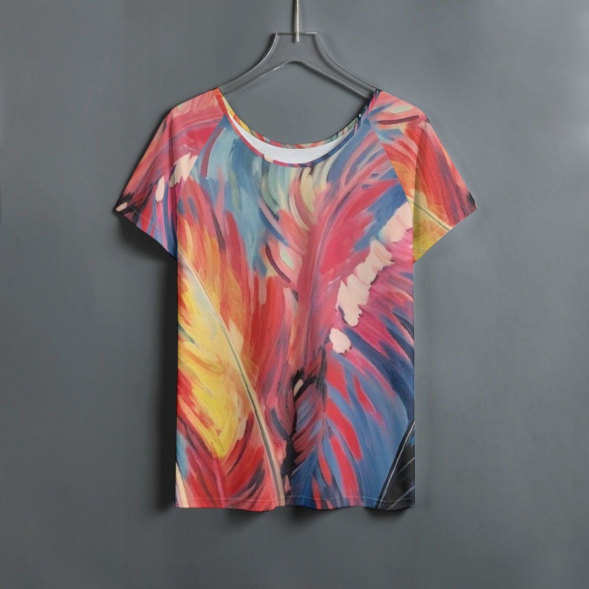 All-Over Print Women's Round Neck T-shirt With Raglan Sleeve