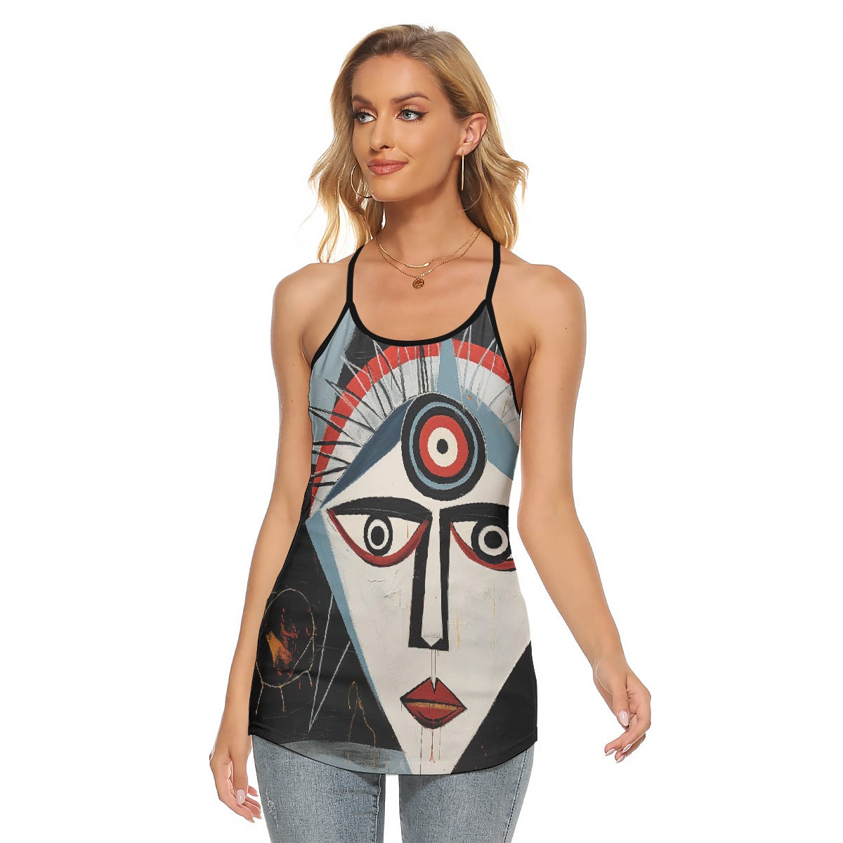 All-Over Print Women's Criss-Cross Open Back Tank Top