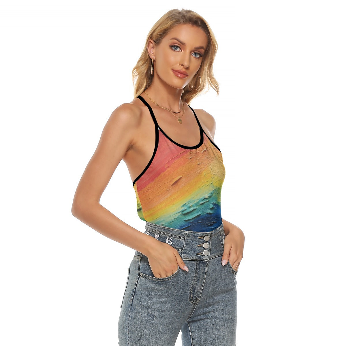 All-Over Print Women's Criss-Cross Open Back Tank Top