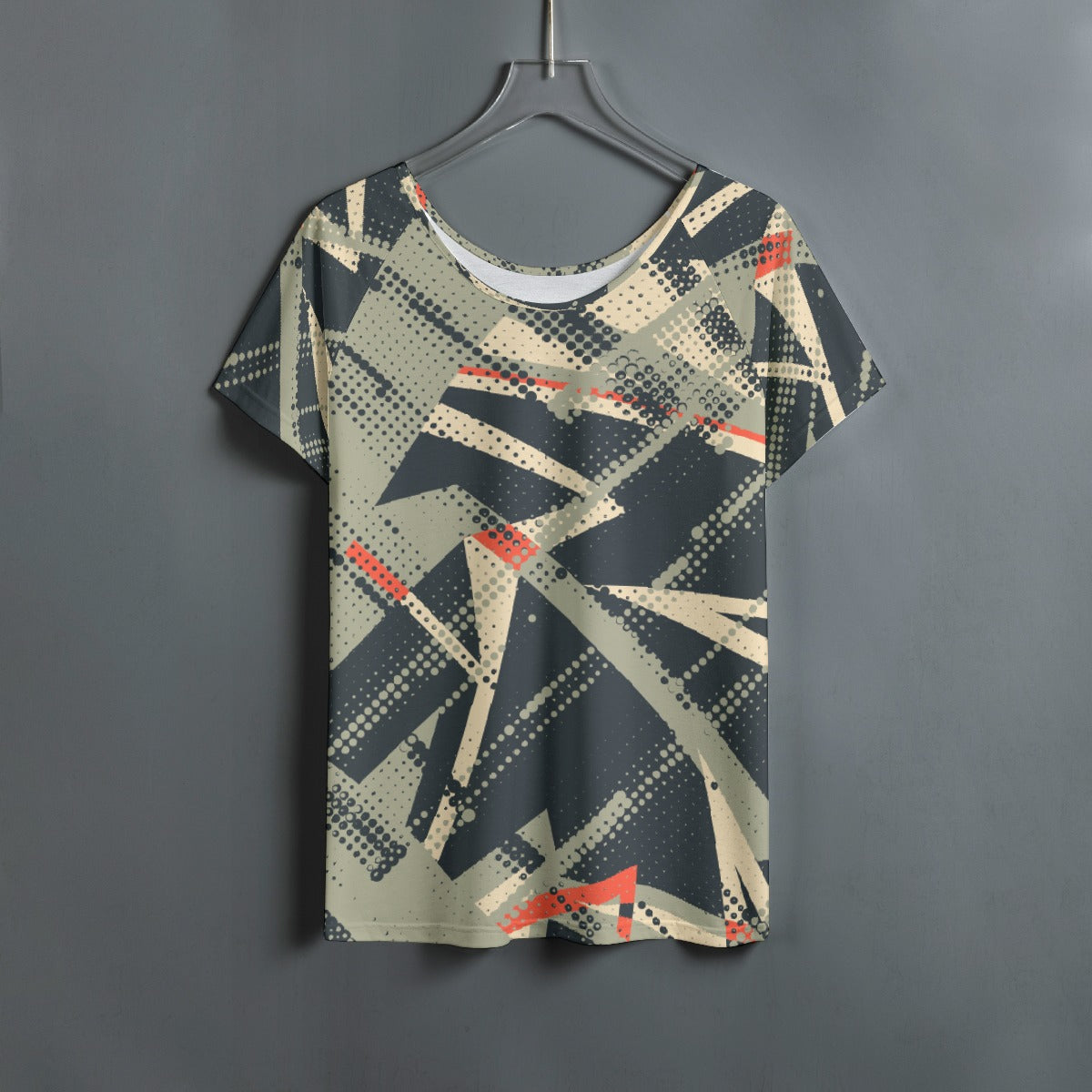 All-Over Print Women's Round Neck T-shirt With Raglan Sleeve