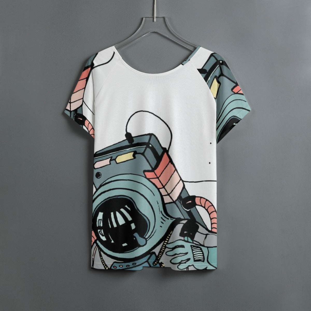All-Over Print Women's Round Neck T-shirt With Raglan Sleeve