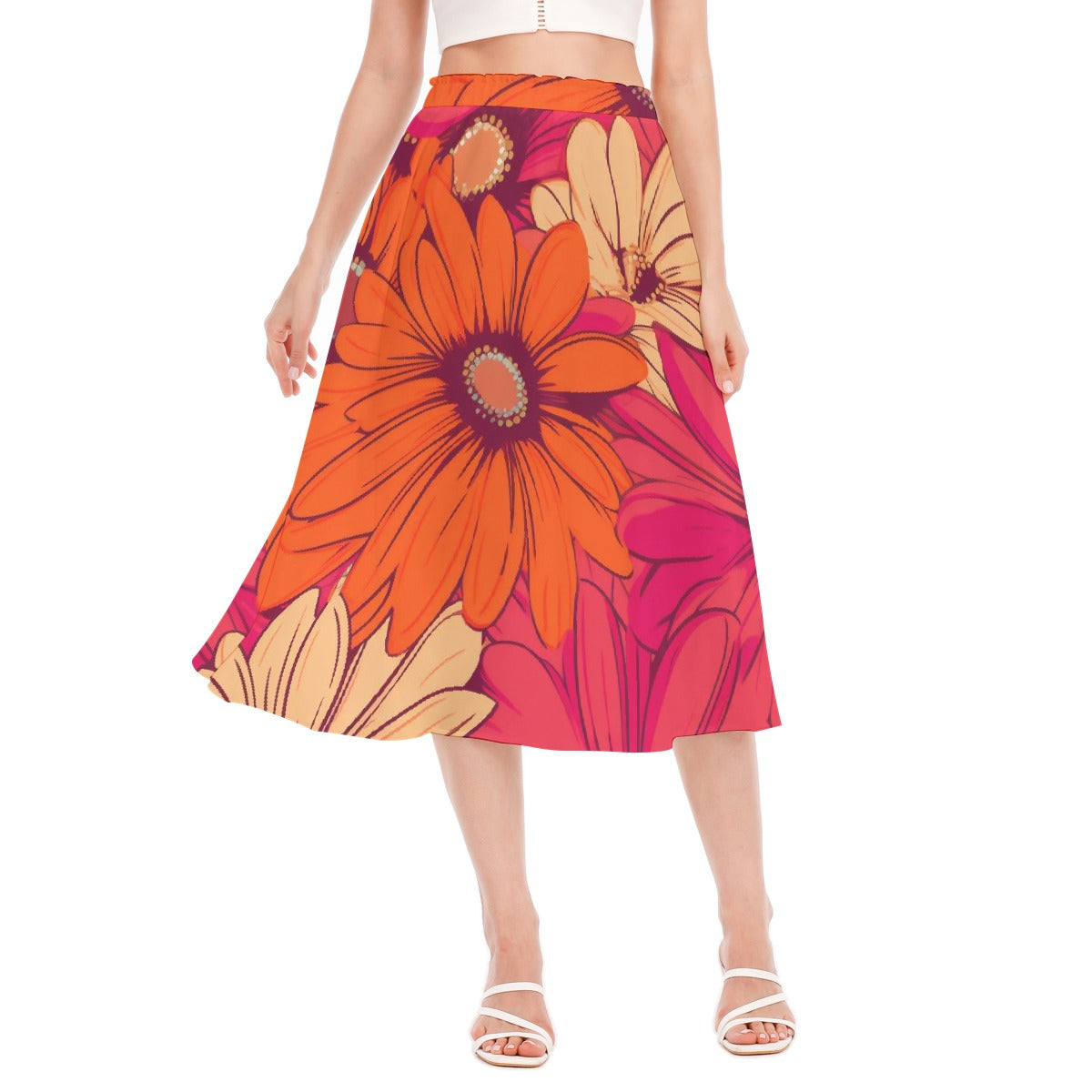 All-Over Print Women's Long Section Chiffon Skirt