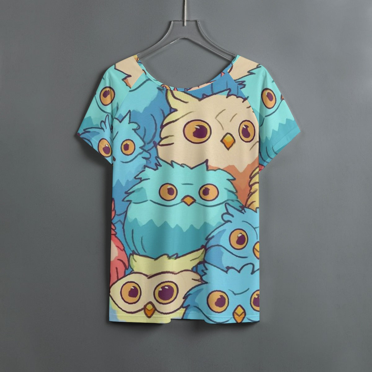 All-Over Print Women's Round Neck T-shirt With Raglan Sleeve