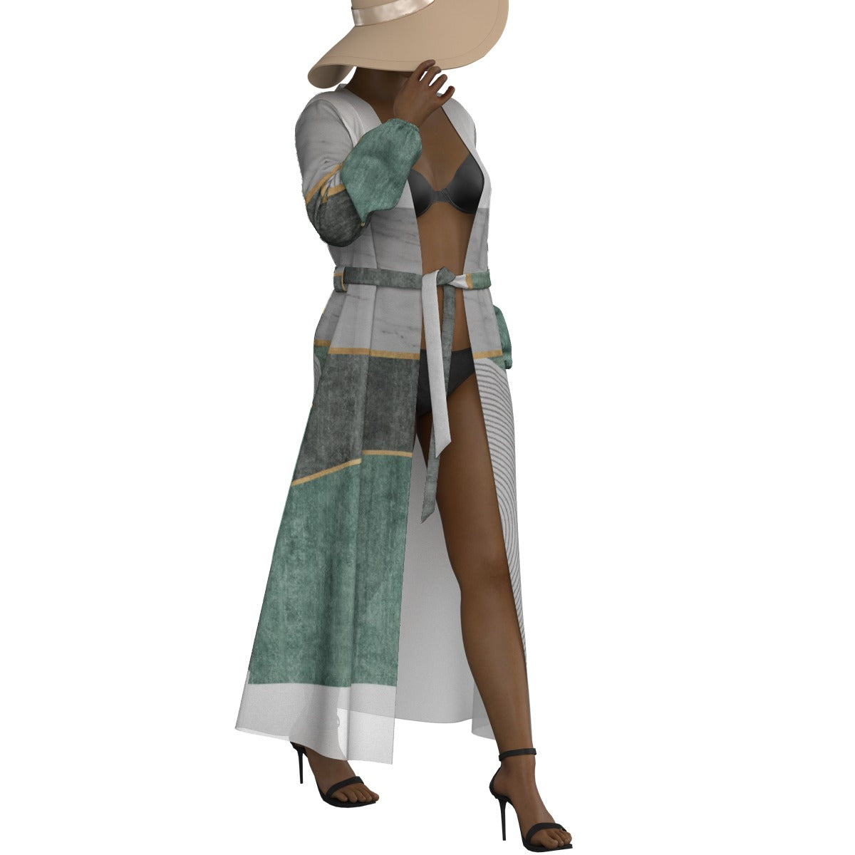 All-Over Print Women's Lace-up Chiffon Robe