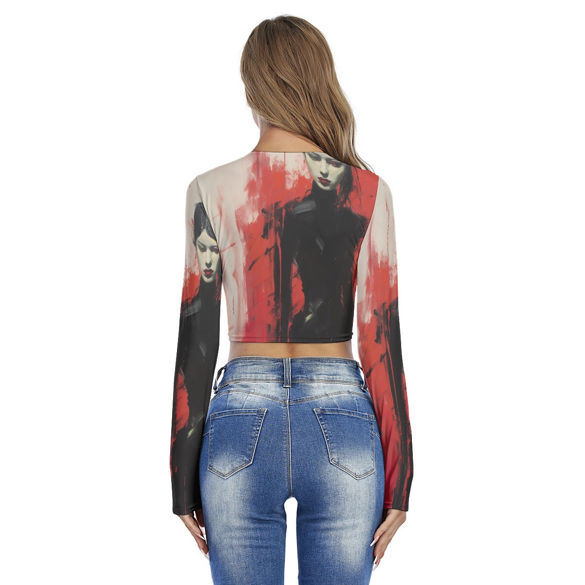 All-Over Print Women's Round Neck Crop Top T-Shirt
