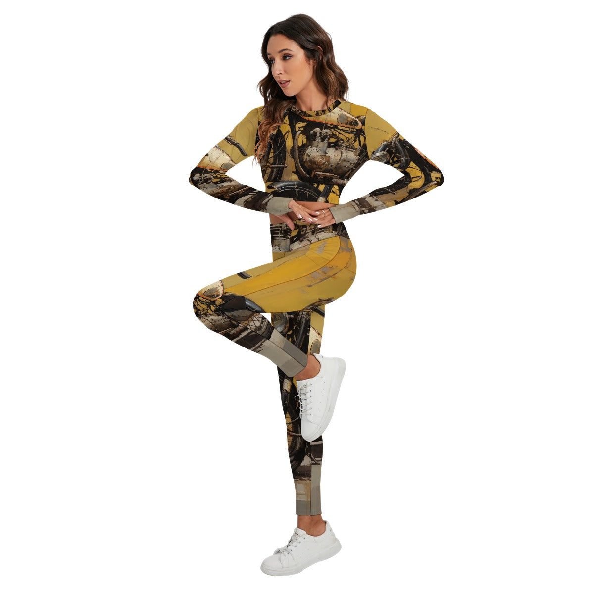 All-Over Print Women's Sport Set With Backless Top And Leggings