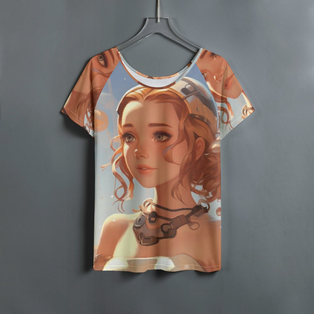 All-Over Print Women's Round Neck T-shirt With Raglan Sleeve