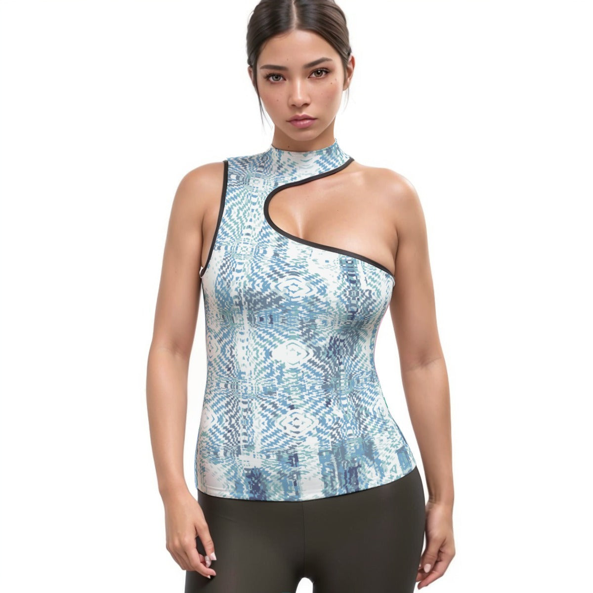 All-Over Print Women's Halter Sleeveless Asymmetrical Tank Top