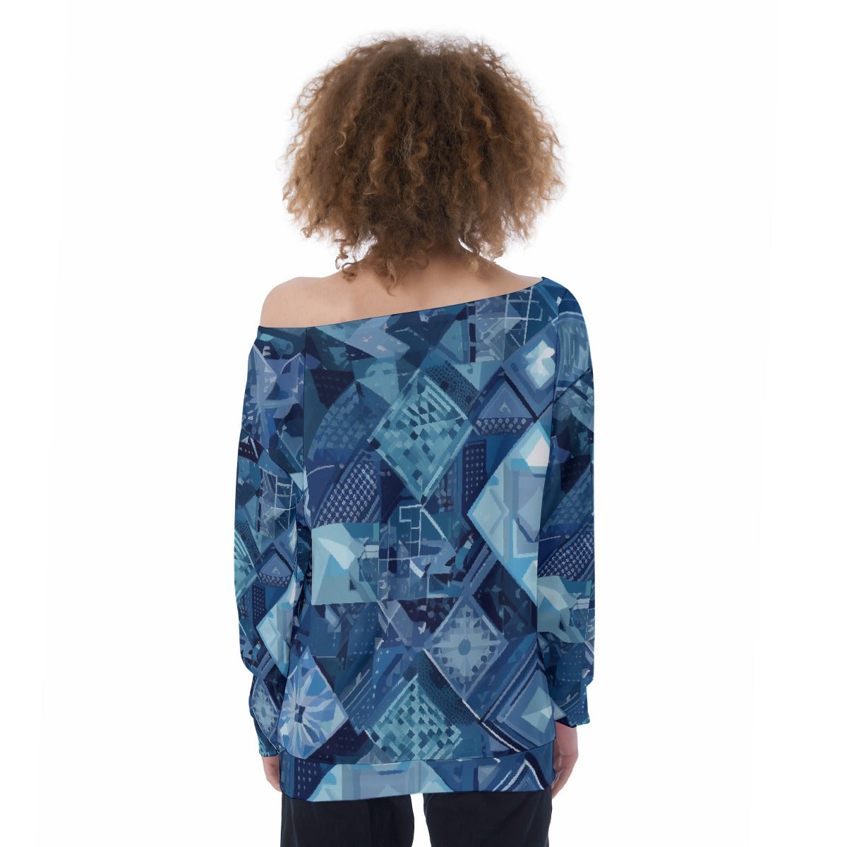All-Over Print Oversized Women's Off-Shoulder Sweatshirt