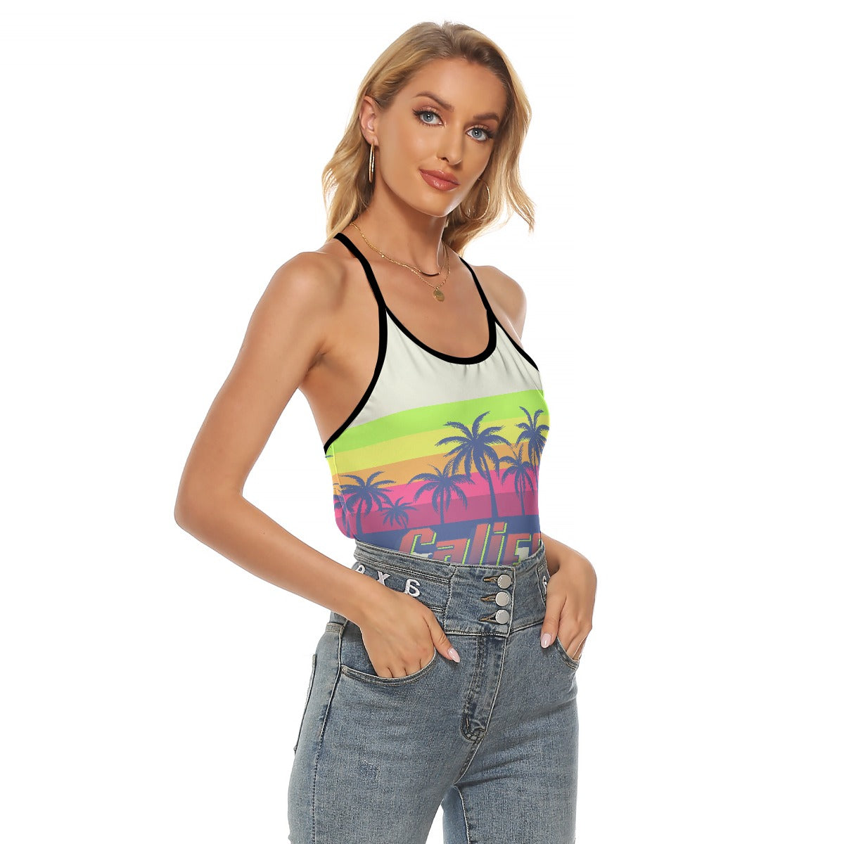 All-Over Print Women's Criss-Cross Open Back Tank Top