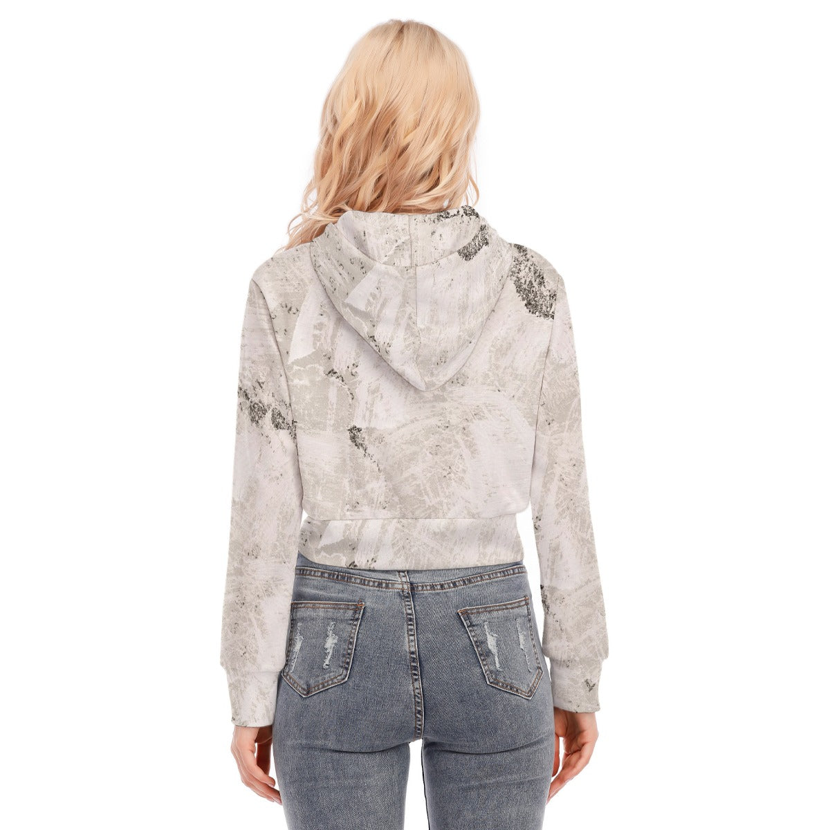 All-Over Print Women's Crop Top Hoodie With Zipper Closure