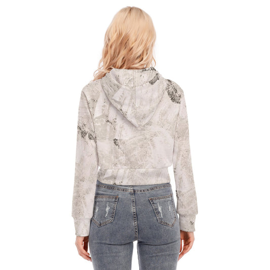All-Over Print Women's Crop Top Hoodie With Zipper Closure