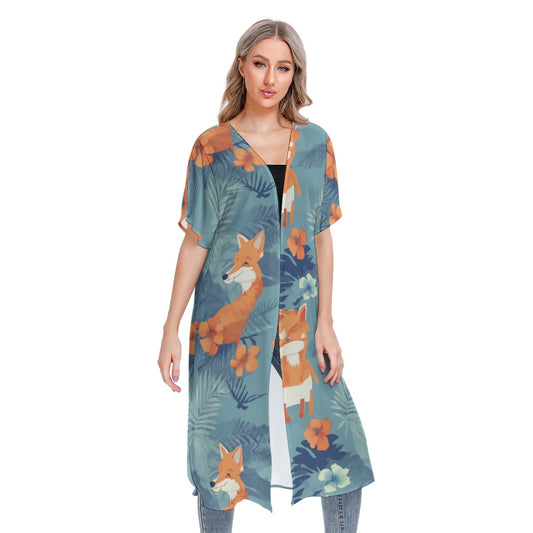 All-Over Print Women's Short Sleeve Cardigan