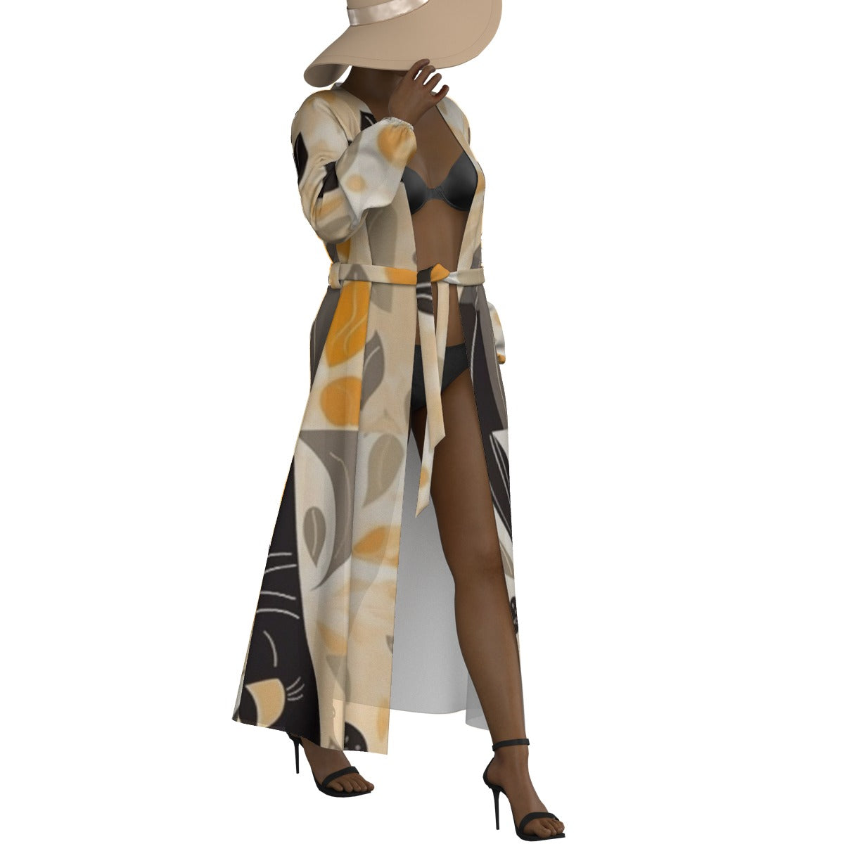 All-Over Print Women's Lace-up Chiffon Robe