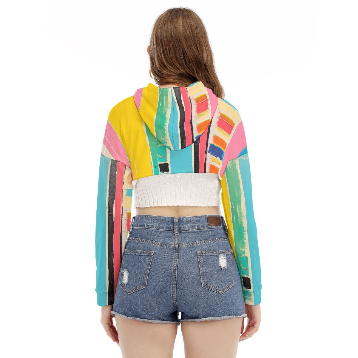 All-Over Print Women's Smock Short Hoodie With Long Sleeve
