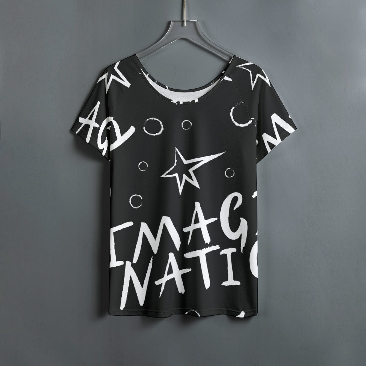 All-Over Print Women's Round Neck T-shirt With Raglan Sleeve