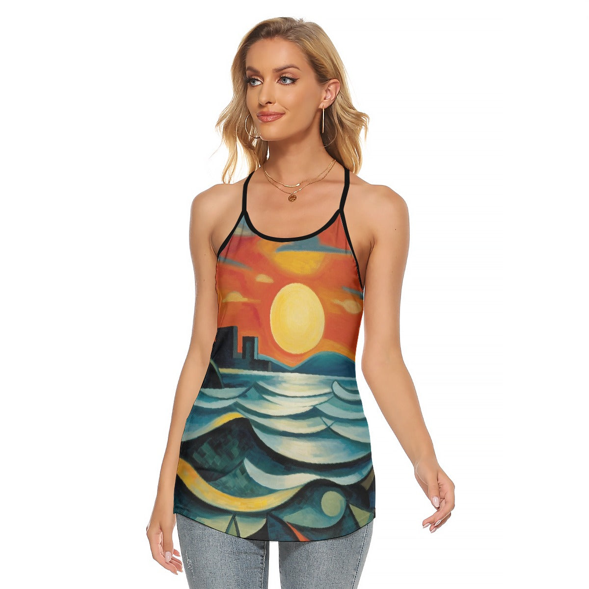All-Over Print Women's Criss-Cross Open Back Tank Top