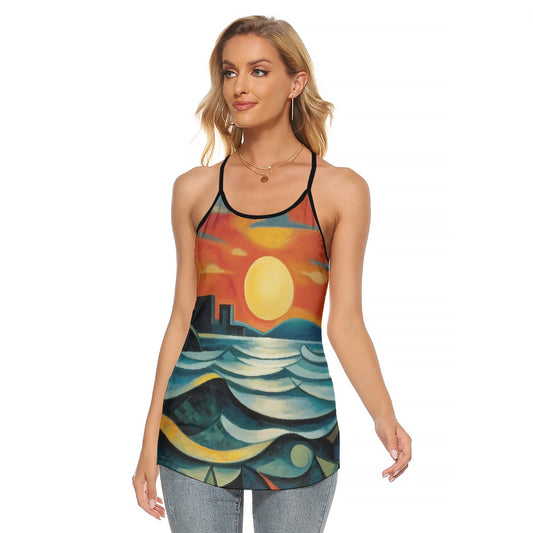 All-Over Print Women's Criss-Cross Open Back Tank Top