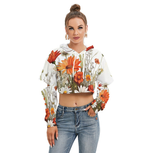All-Over Print Women's Heavy Fleece Hoodie With Hollow Out Sleeve