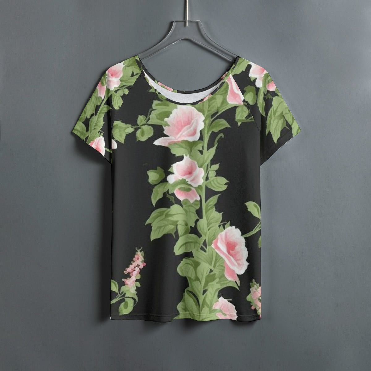 All-Over Print Women's Round Neck T-shirt With Raglan Sleeve