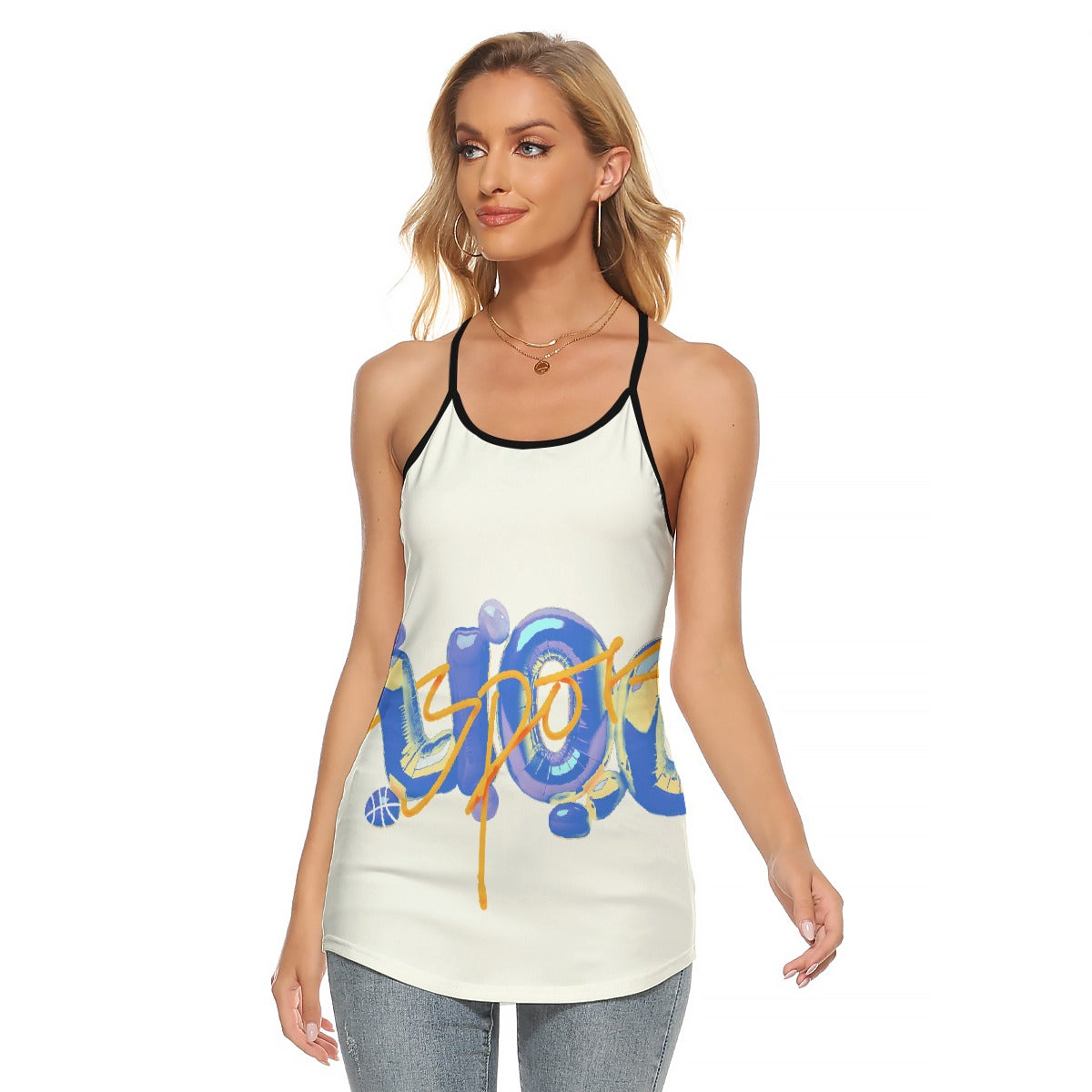 All-Over Print Women's Criss-Cross Open Back Tank Top